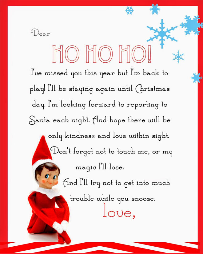 Elf On The Shelf Arrival Letter Free Printable