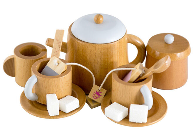 Make me iconic pretent play kitchen essentials wooden tea set