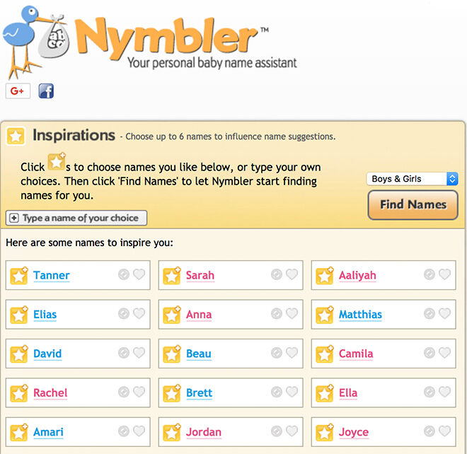 Pick a baby name with the Nymbler online baby name assistant