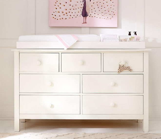 Pottery barn changing table with hot sale baskets