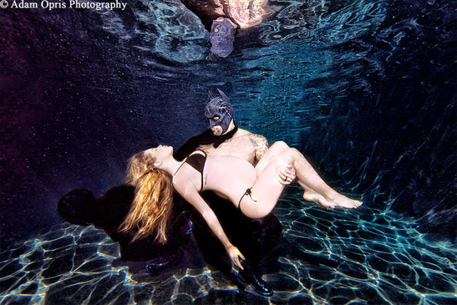 Underwater maternity photo Batman