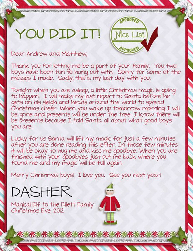 Elf goodbye letter lifting the magic