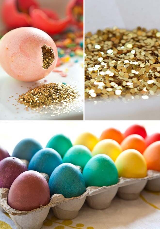 Glitter eggs for New Year's Eve with kids