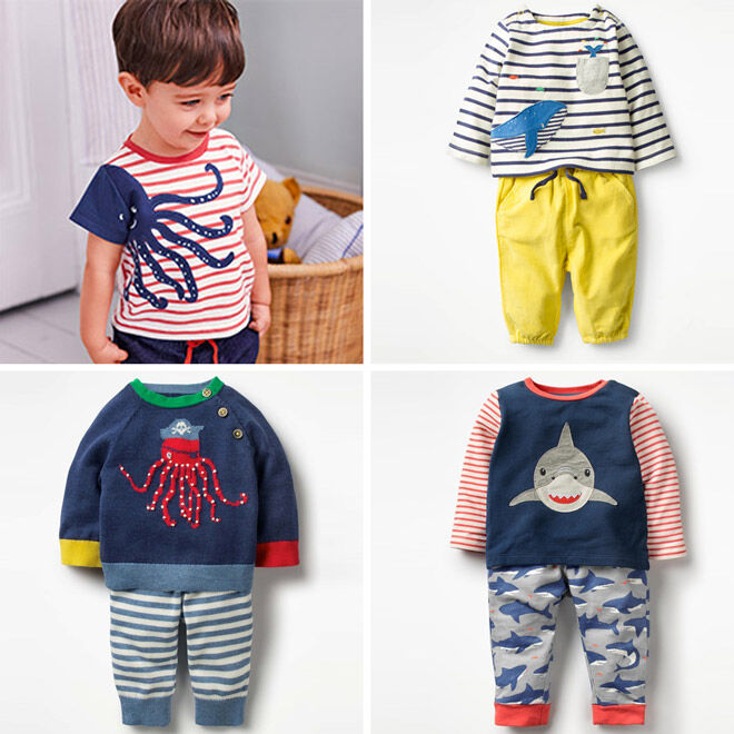 Mini Boden pirates baby playsuits