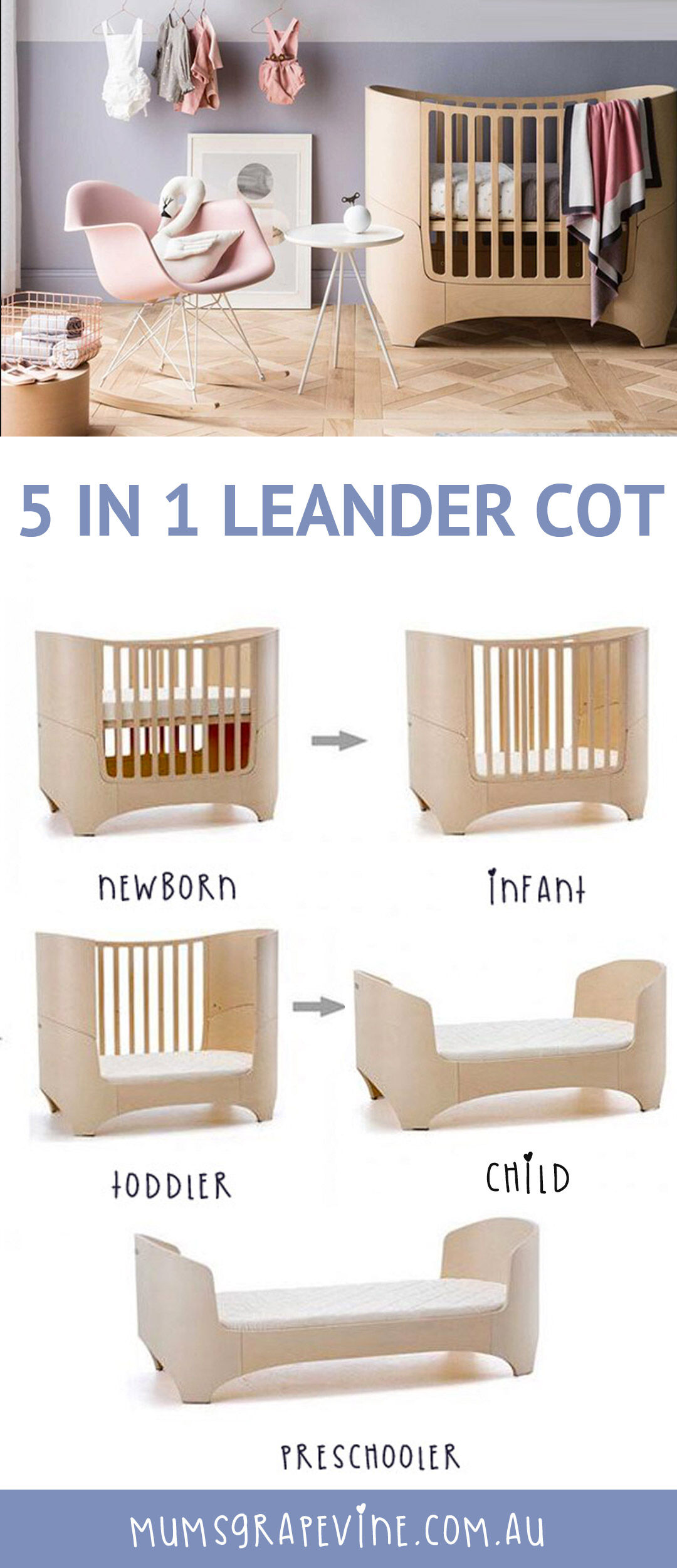 5 in 1 convertible cot by Leander
