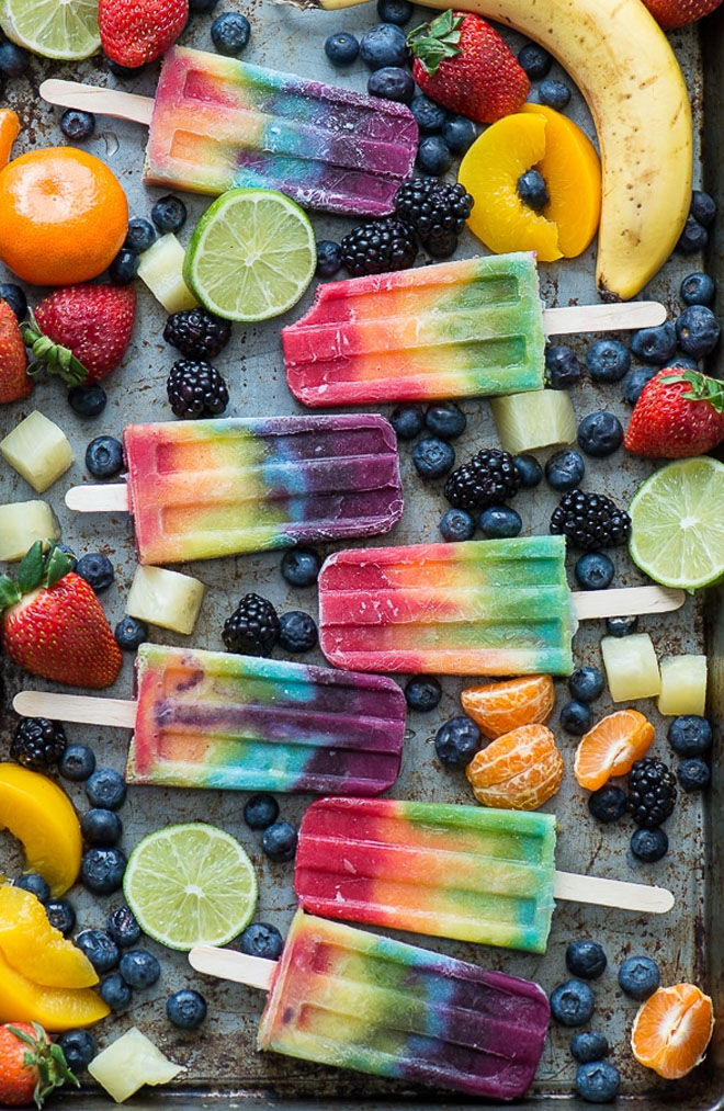 Rainbow popsicles frozen treat