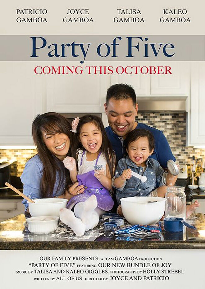 Party of Five pregnancy announcement movie poster