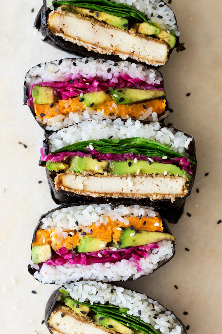 Homemade tofu sushi sandwich