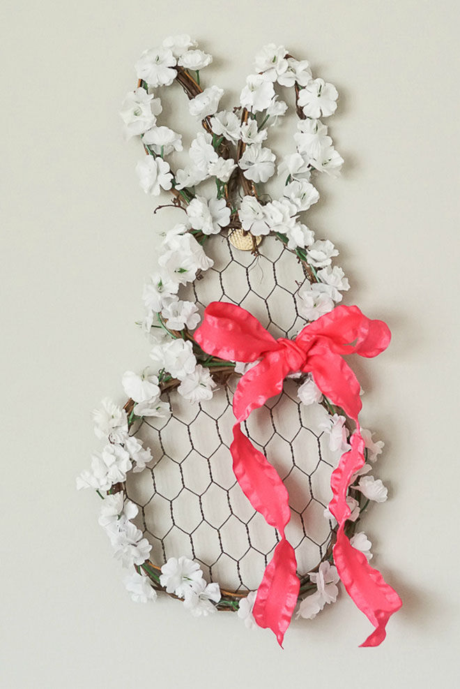 Floral bunny Easter wreath