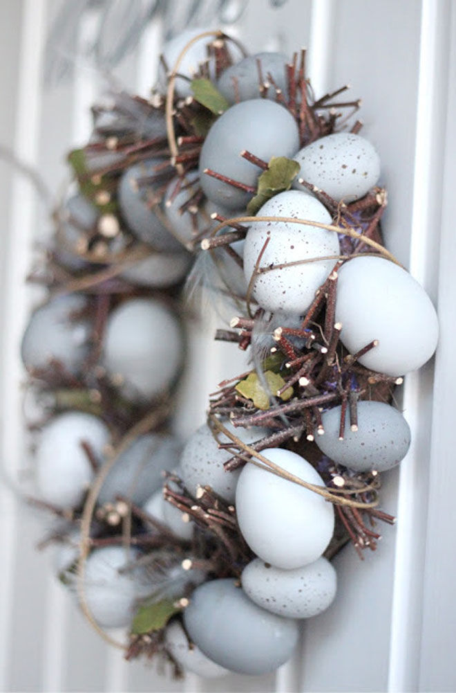 Natural twig and egg Easter wreath