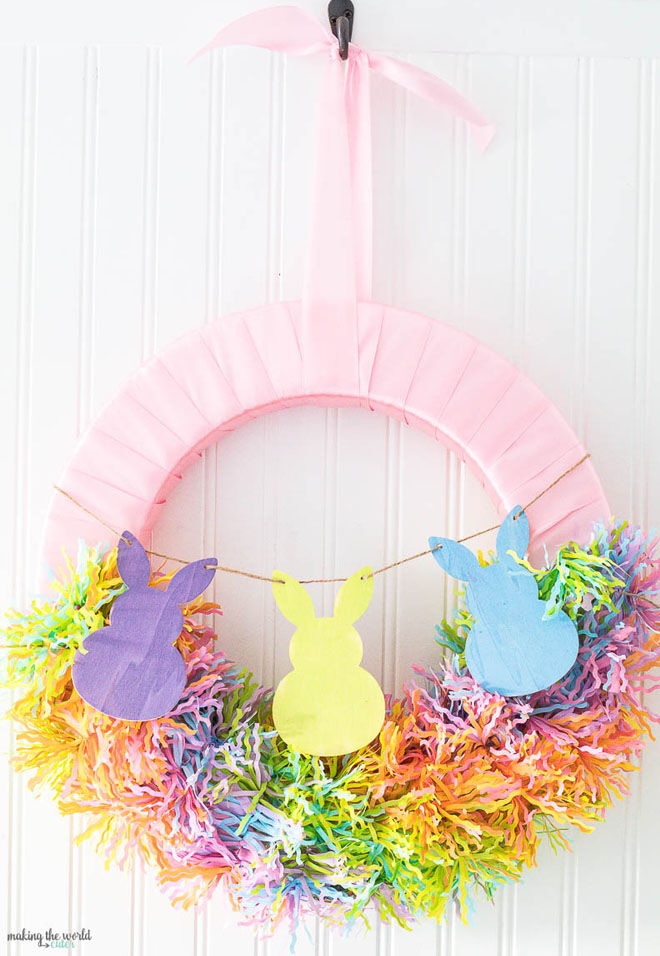 Ribbon and rabbit Easter wreath