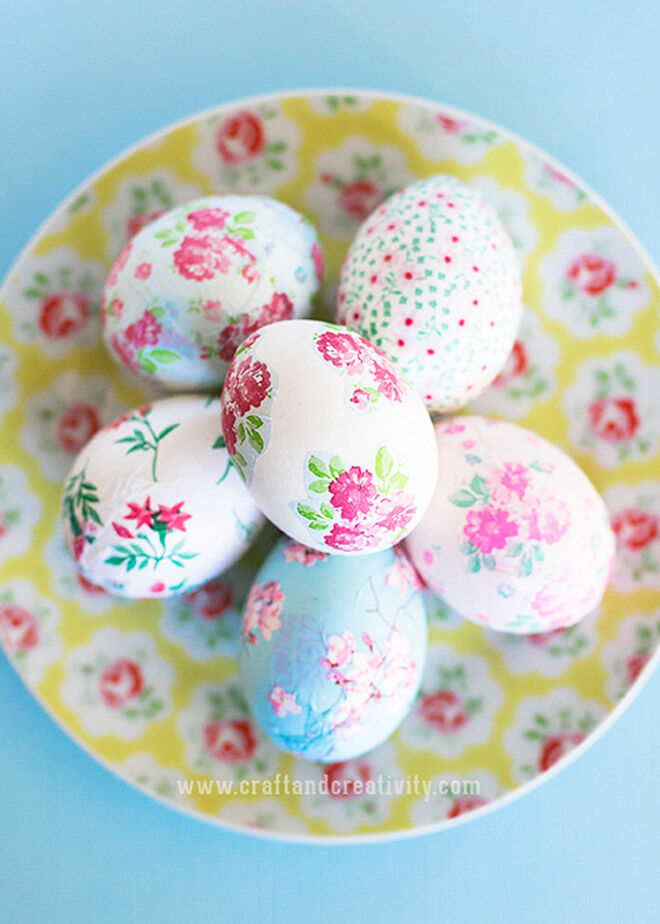 Easter Egg Decorating: decopague flower eggs