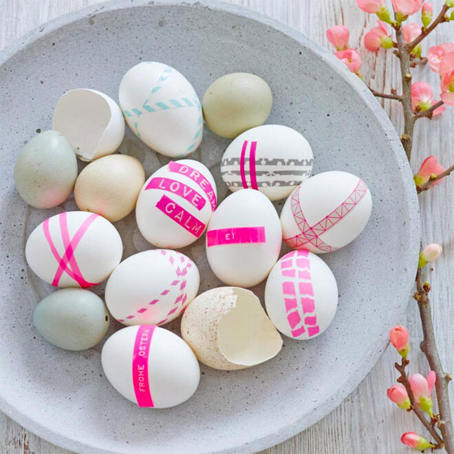 Easter Egg Decorating: neon pink Easter eggs