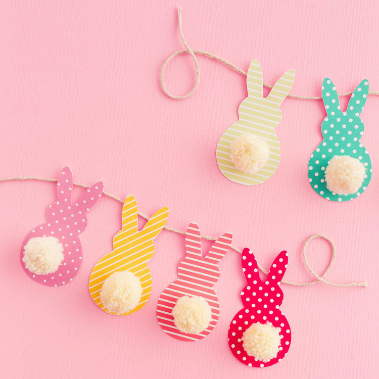 Pom pom bunny tail Easter garland