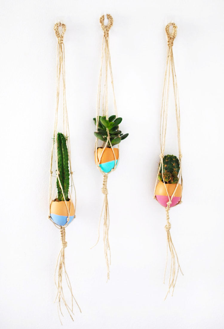 mini macrame egg planters