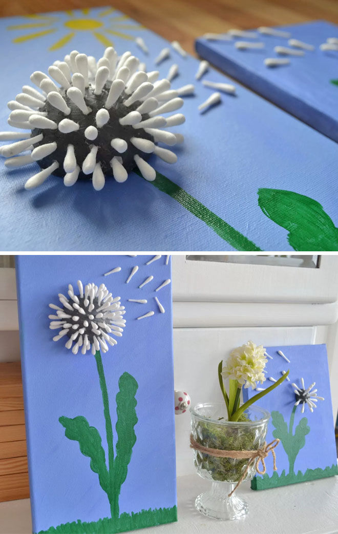Cotton bud dandelions Mother's Day craft