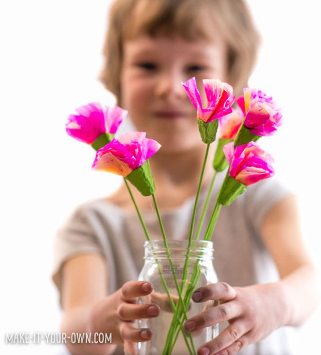 Egg carton watercolour flowers Mother's Day craft