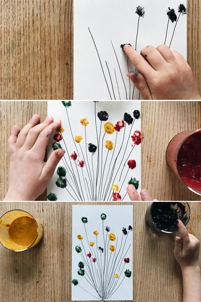 Fingerprint flower bouquet for Mother's Day craft 