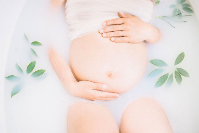 Create your own milk bath maternity photo shoot