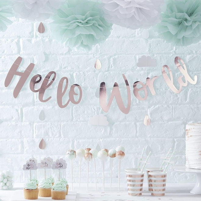 Hello World baby shower theme