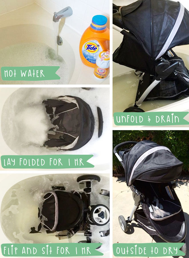 How to clean a pram in the bath