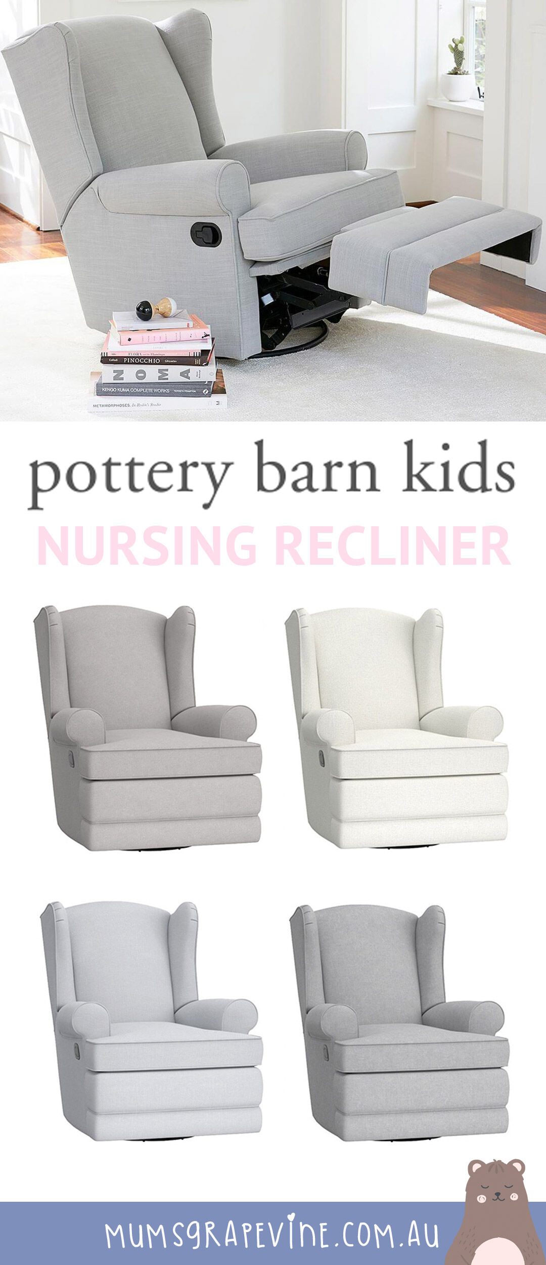 Pottery barn wingback swivel glider best sale & recliner