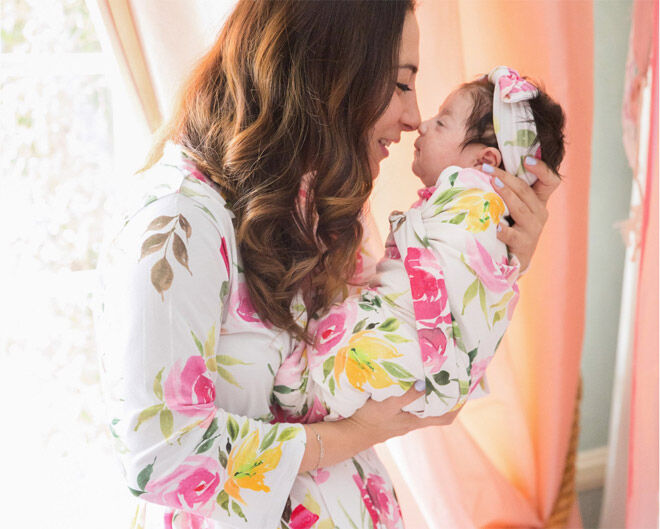 Posh Peanut matching robe and swaddle