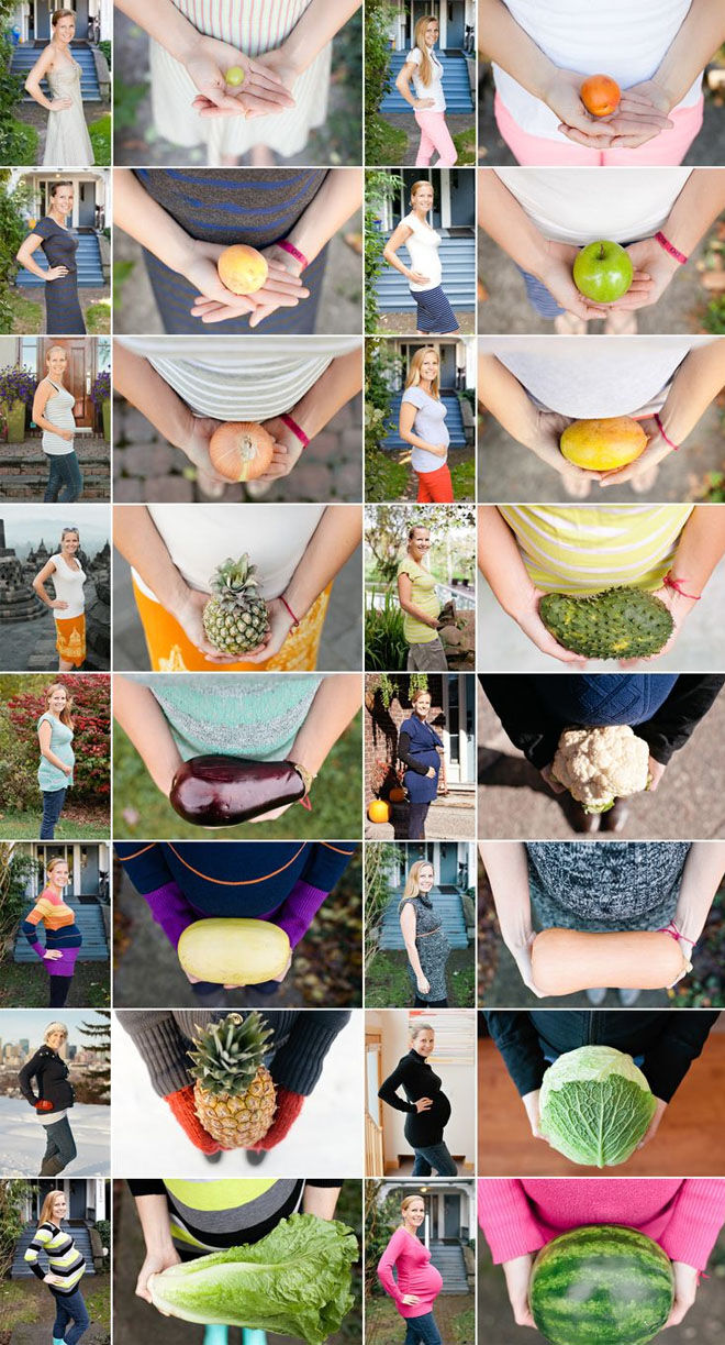 14 pregnancy week by week photo ideas: with fruit