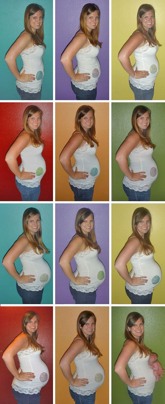 14 pregnancy week by week photo ideas: Rainbow pregnancy timeline photos