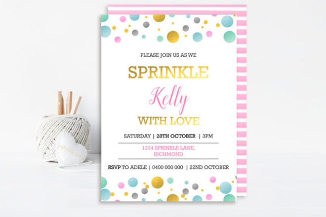 Confetti baby shower invitations