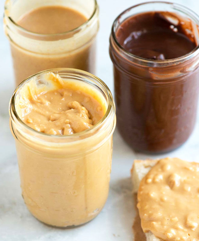 Homemade peanut butter three ways