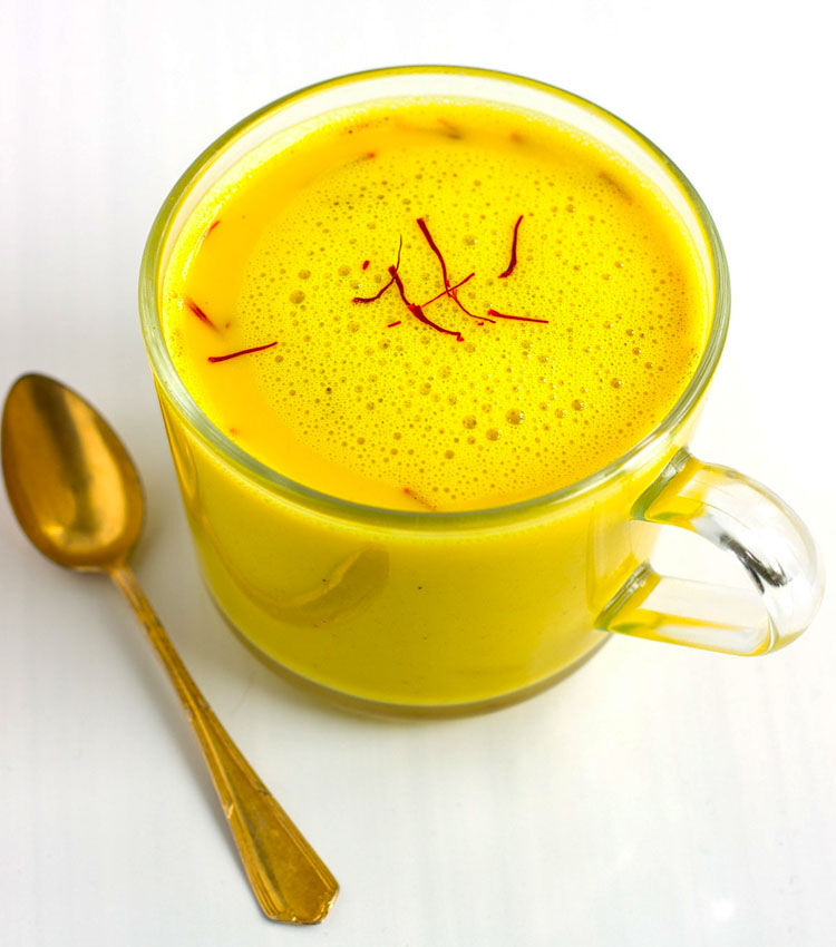 Golden turmeric milk with saffron
