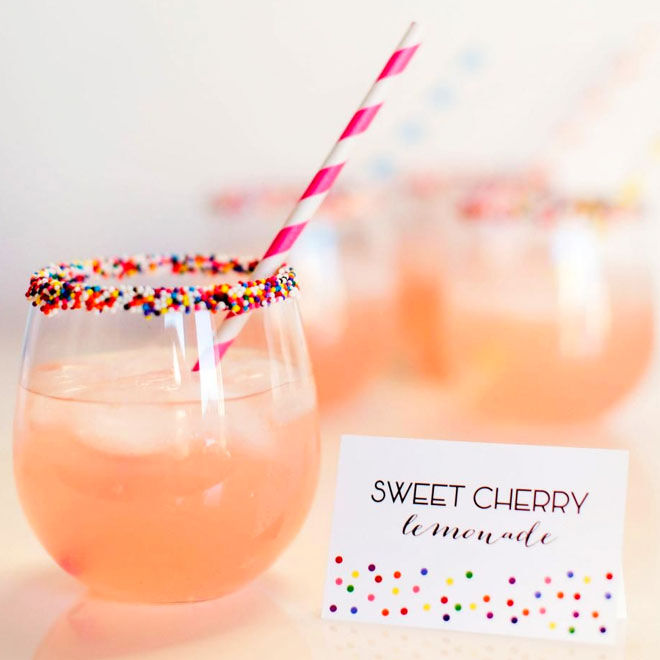 Sweet cherry lemonade with sprinkles