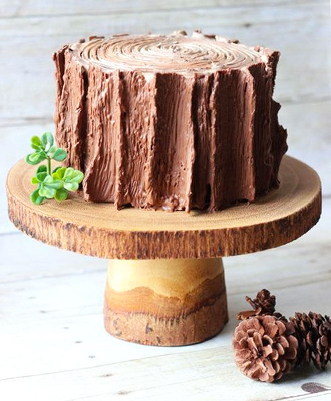 Chocolate log for a woodland baby shower