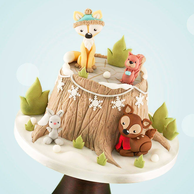 Woodland themed best sale baby shower cake