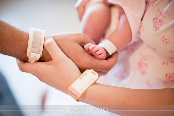 Hospital bracelets newborn photo