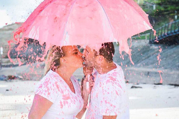 Under My Umbrella Colourful Gender Reveal Surprise