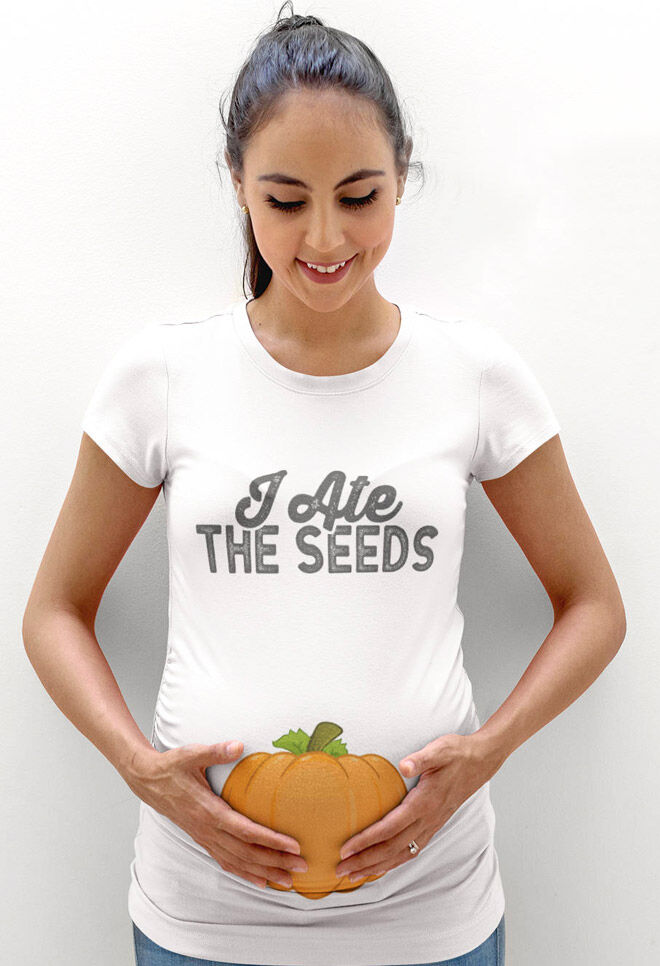 Ate the pumpkin seeds maternity Halloween tee