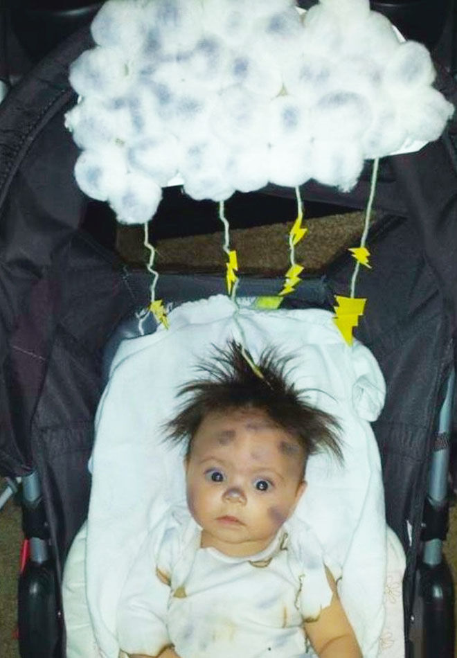 Struck by lightning baby Halloween costume