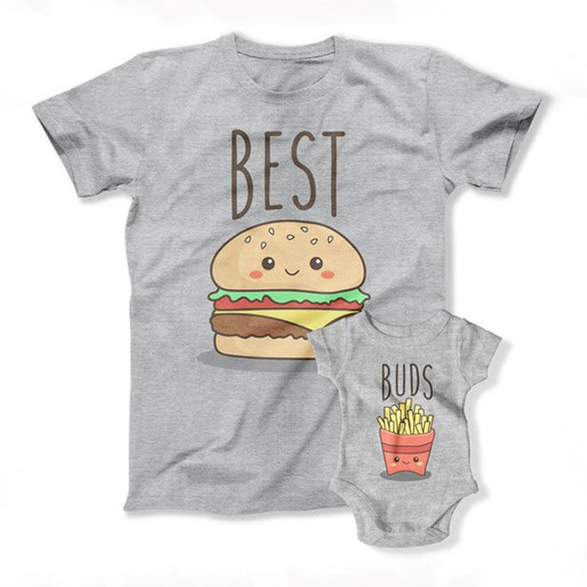 Best buds, burger and fries daddy and baby matching set