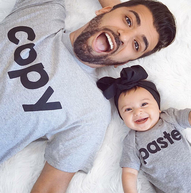 Baby and store father matching clothes