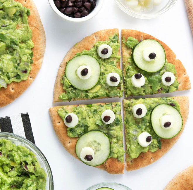 No-bake monster pizza - perfect for Halloween