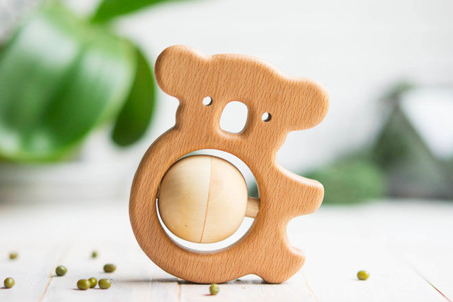 Wooden Koala Rattle and Teething Toy