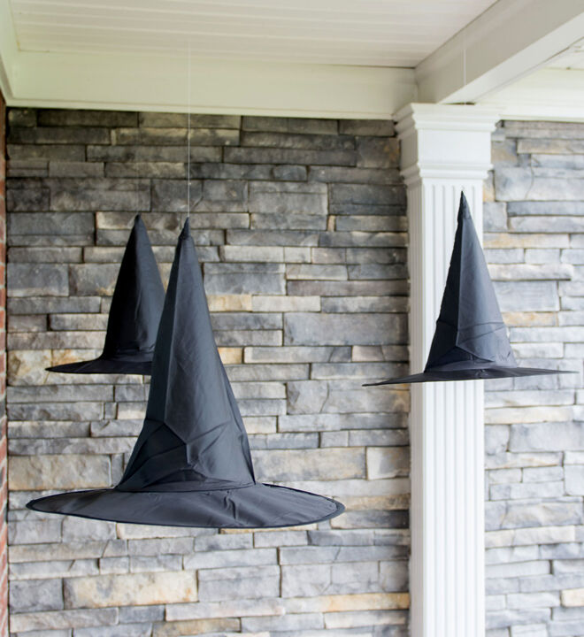 halloween decorating hanging witch hat