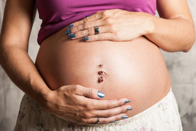 Pregnancy Piercings Bellybutton / Navel Ring - Mom 4 Life