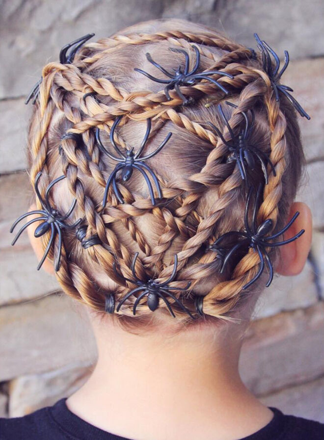 halloween hair spider web girls braid 