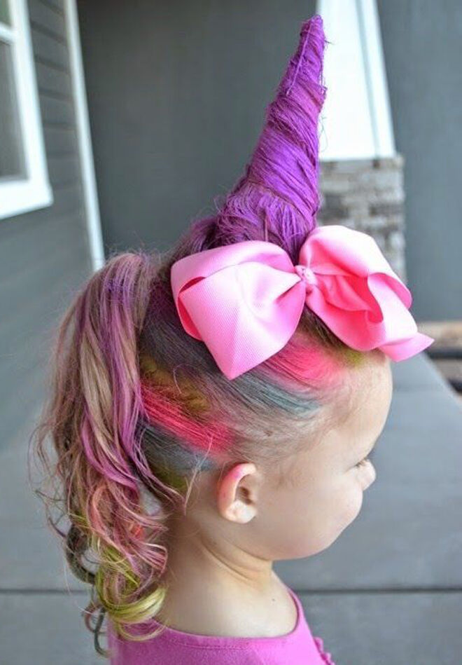 unicorn girls hair for halloween 