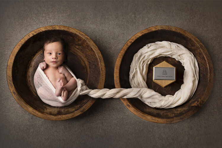 Twin photographed with brother's ashes