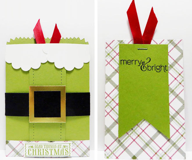 DIY Christmas treat bags with Santa belt and ribbon