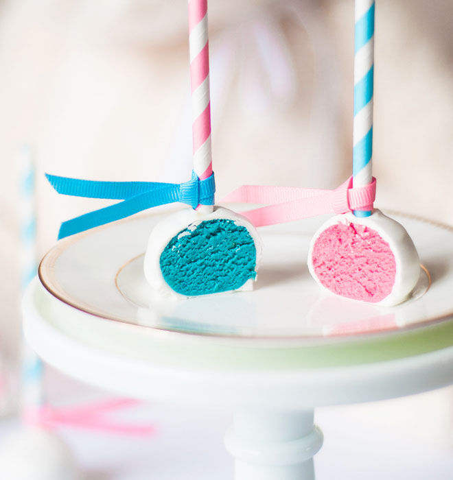 Gender reveal cake pops